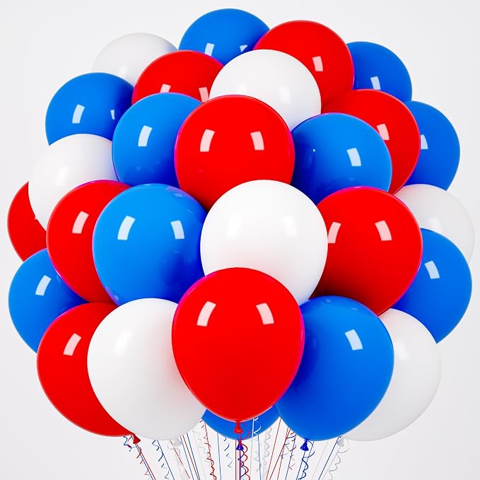 Voircoloria 66pcs Red White Blue Latex Party Balloons, 12inch | by Voircoloria