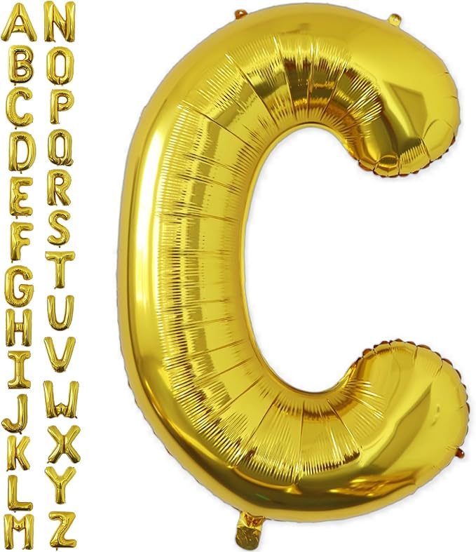 VHUWE 40 inch Gold Letter C Balloon, Big Size Alphabet Foil Mylar Helium by VHUWE