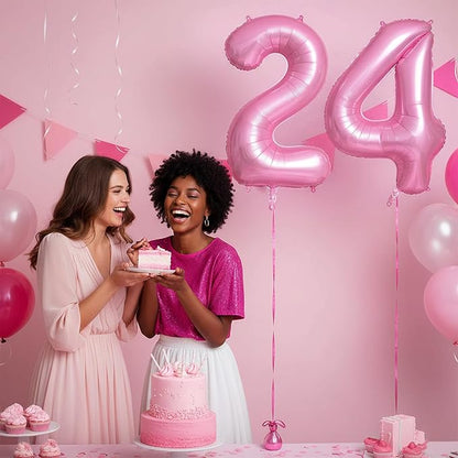 Pink Number 24 Balloons, Big Large Foil Number Balloons, Jumbo Giant Mylar - Image 3