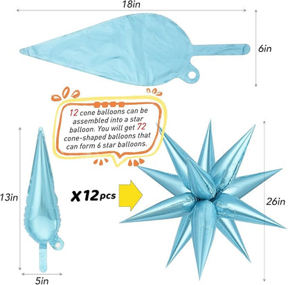 Light Blue Star Balloons, Frozenn Party Decorations Supplies, Birthday Wedding - Image 3