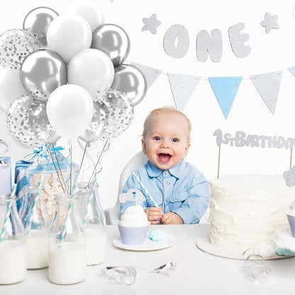 Patimate White and Silver Balloons Set - Image 2