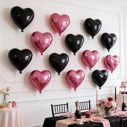 Hot Pink Black Heart Balloons - Image 7
