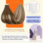 Full Shine Tape in Hair Extensions 20 Inch Color 4/27/60/8 Medium Brown Ombre Blonde and Ash Brown Invisible Double Sided Tape in Extensions Human Hair 20PCS Straight Remy Hair 50grams for Party