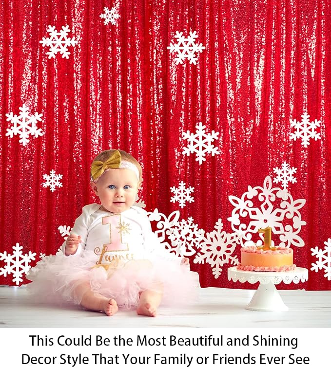 ShinyBeauty Sequin Backdrop Red 10X10FT - Image 5