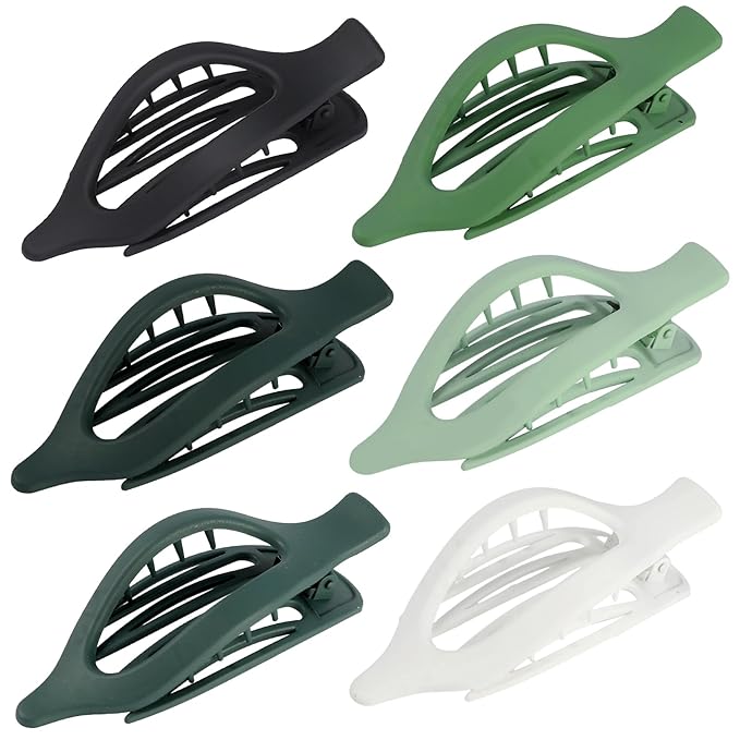 Flat Hair Clips for Women - 6 PCS French Flat Claw Clips Medium Hair Clips for Girls Large Hair Claw Clips for Thick or Thin Hair Strong Hold No Slip Hair Accessories for women (Green)