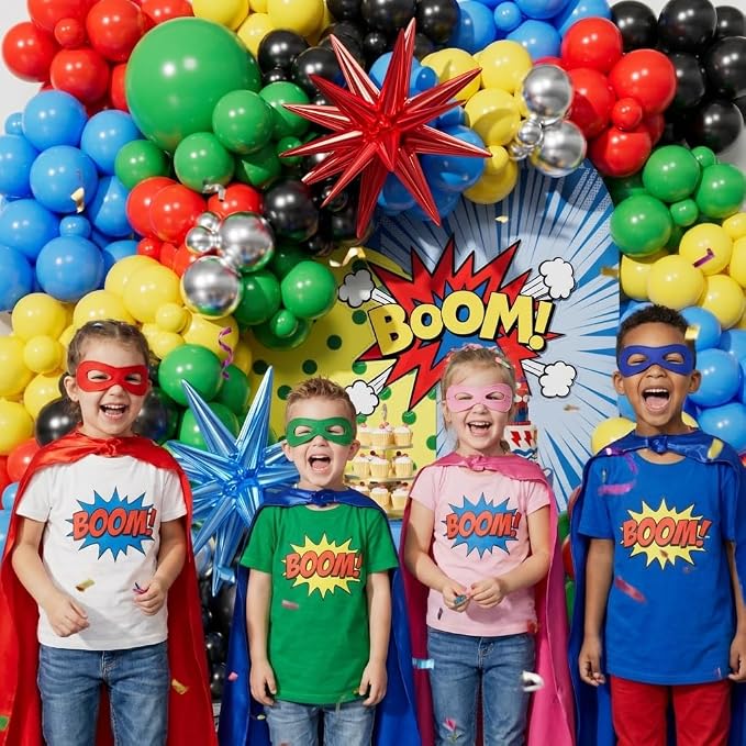 Red Blue Yellow Green Black Balloons Garland Arch Kit - Image 4