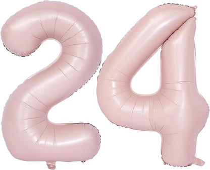 40 In Matte Pink Number Balloons Helium Foil Mylar Balloon Party Digital 24 | by Exquisitehighqualitypartydecorationstomeetyoureveryneed%EF%BC%81