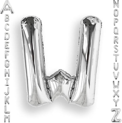 AULE 40 Inch Silver W Balloon Letter Foil A-Z Birthday Big Alphabet | Birthday by AULE