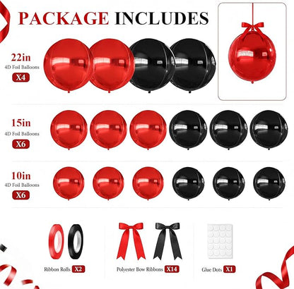 Black Red Round Foil Balloons - Image 2
