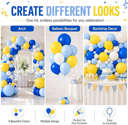 Blue White Yellow Balloon Arch Kit, Graduation Yellow Royal Blue Latex Party - Image 7