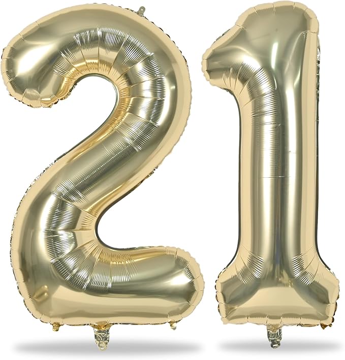Champagne Gold 21st Birthday Balloons by Lingqiang