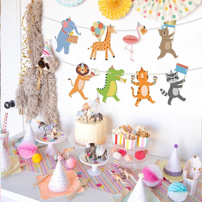 Hooqict Party Animal Banner Animal Birthday Party Decorations Happy Birthday - Image 6