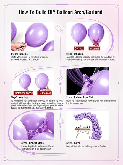 Pink and Purple Balloons 12 Inch 60 Pcs Metallic Purple Pink Hot Pink Latex - Image 4