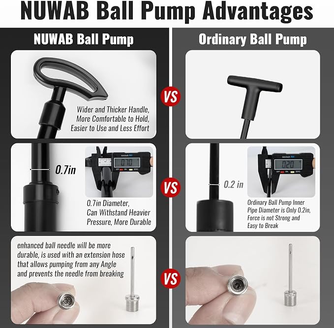 NUWAB 10.6 Inch Ball Pump, Lightweight Portable Hand Air Pump | NUWAB Ball Pump - Image 4