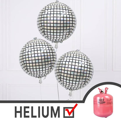 PartyWoo Silver Disco Ball Large Giant 4D Jumbo Foil Balloons 6pcs 32 Inch | 32 - Image 3