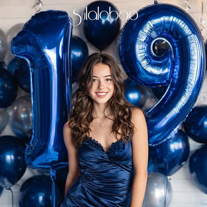 40 Inch Navy Blue Big Number 19 Balloon 0-9 Large Helium | Royal Blue Balloons - Image 3