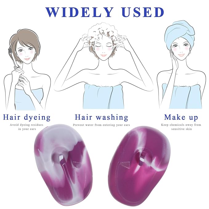 FRCOLOR Silicone Ear Covers for Hair Dryer 1 Pairs Waterproof Ear Caps for shower Washing Hair Earmuffs Ear Protectors for Hair Salon Hairdressing Shop Bathing