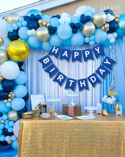 Letjolt Navy Blue Happy Birthday Banner Nautical Theme 13pcs | Boys Birthday - Image 5