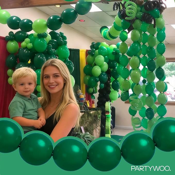 PartyWoo Dark Green Linking Balloons 100pcs 12 Inch Emerald Link Balloons | - Image 2