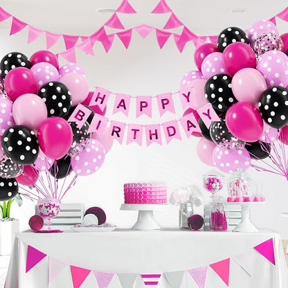 60pcs Pink and Black Balloons 12inch - Image 7