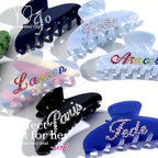 Personalized Colorful Name Hair Claw Clips for Women,Custom Hair Clips with Diamond,Cute Hair Accessories 4",Handmade Rhinestones Hair Clamp Gifts for Mom,Bride,Wife,Bridesmaid（Blue Sugar）