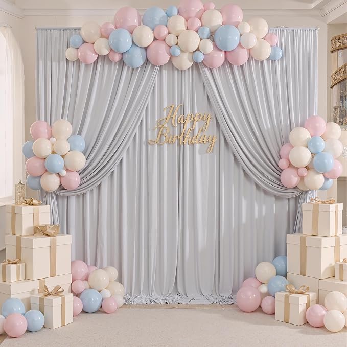 30ft x 10ft Wrinkle Free Silver Backdrop Curtain - Image 4
