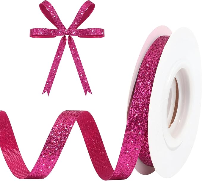 Hot Pink Metallic Glitter Ribbon by HISWAN