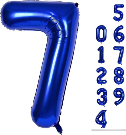 40'' Navy Blue Number 7 Balloon, Self Inflating Foil Number Balloons Set 0-9 by Lingqiang