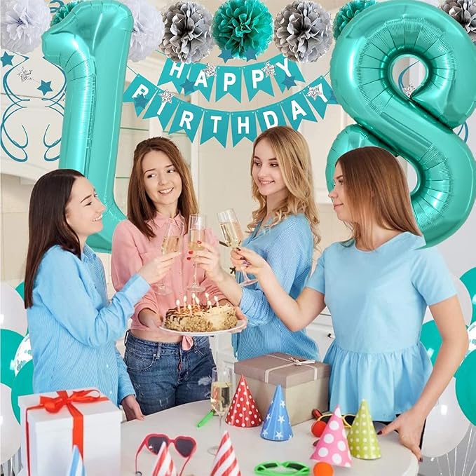 TONIFUL 40 Inch Large Teal Blue Number Balloons, Giant Jumbo Helium Foil Mylar - Image 6