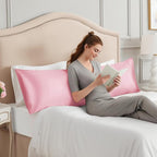 INFIIXSO Body Pillow Cover with Zipper, Luxury Mulberry Silk Body Pillow Case 20x54 Inches, Ultra Smooth and Soft Cooling Long Pillowcase, Gift for Women, Men(Pink)