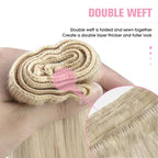 YoungSee Blonde Hair Extensions Weft Platinum Blonde Hand Tied Weft Hair Extensions Human Hair Dyable Sew in Hair Extensions Real Human Hair 16in 100g