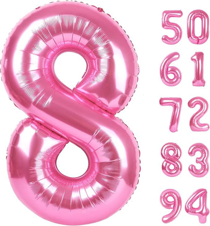 Pink 8 Balloon - Number Balloon 40 Inch, 8th Pink Birthday Decorations | Large by IWERP