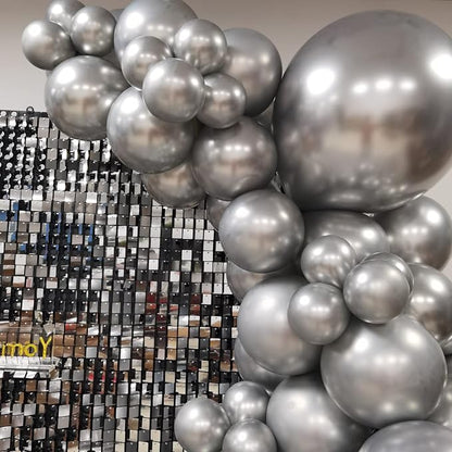 Metallic Silver Balloons, Disco Party Balloons Decorations - Image 3