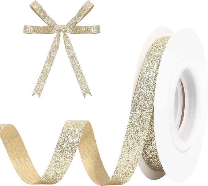Matte Gold Metallic Glitter Ribbon by HISWAN