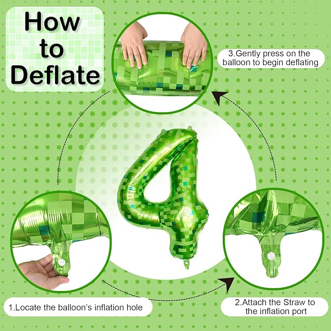 Number 4th Birthday Balloon Lime Green Pixel, 40 Inch Large Dark Kelly Green - Image 9