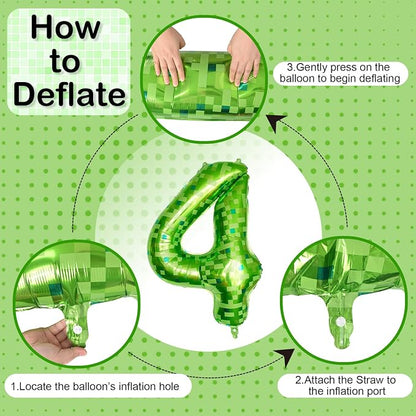 Number 4th Birthday Balloon Lime Green Pixel, 40 Inch Large Dark Kelly Green - Image 9