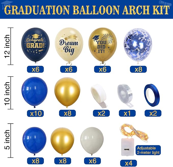 Graduation Decorations Class of 2026 Navy Blue and Gold Balloon Boxes - Image 3