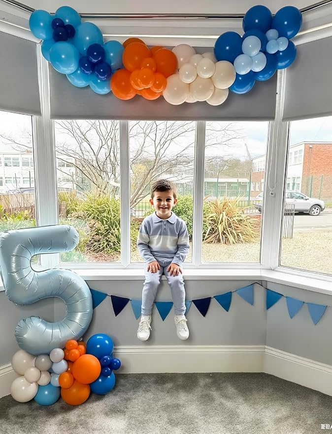 Blue and Orange Balloons, Light Blue Nude Latex Balloon - Image 4
