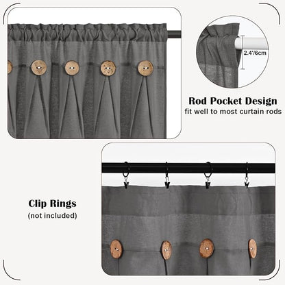 Farmhouse Valance Curtains, Boho Cotton Linen Kitchen Valance, Rod Pocket - Image 7