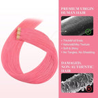 GOO GOO Tape in Hair Extensions Human Hair, Light Pink, 22inch 30g 10pcs, Colored Tape ins Human Hair Extensions, Silky&Soft Invisible Tape Ins, Hair Highlighted for Party