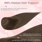 Real Human Hair Toppers for Women 3.54"*4.72" Silky Base 150% Density With Bangs Adjustable Parting Clip-In Topper Hairpieces for Women with Thinning Hair 12 Inches Natural Brown