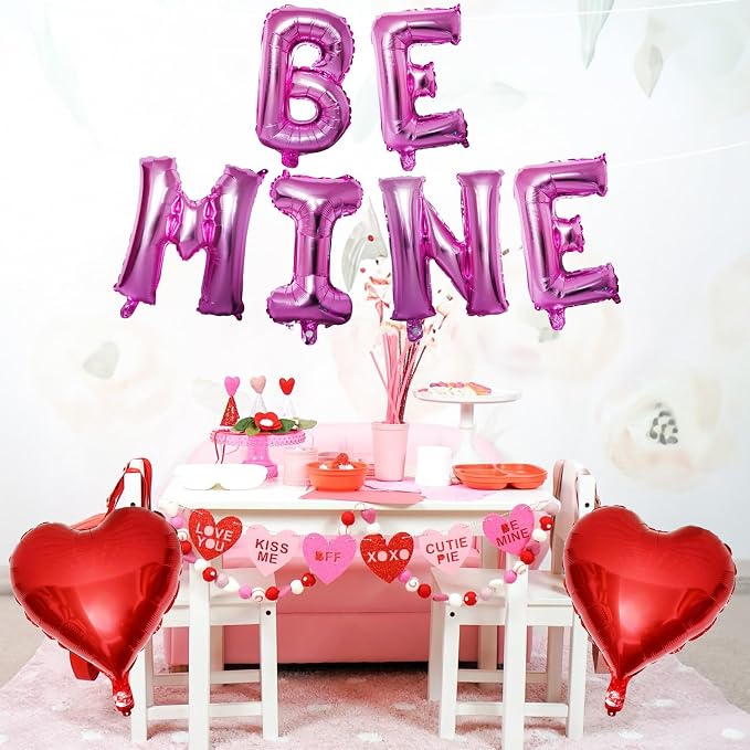 Valentines Day Balloons Decoration, Be Mine and Red Heart Letter Balloons - Image 7