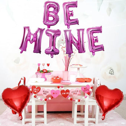 Valentines Day Balloons Decoration, Be Mine and Red Heart Letter Balloons - Image 7