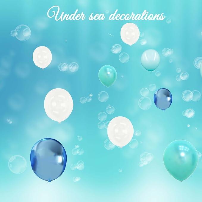 Teal Turquoise Blue Clear Balloons Different Size, Under the Sea Party - Image 4