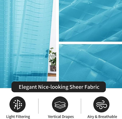 SpaceDresser Check Sheer Curtains 108 Inches Long - Image 4