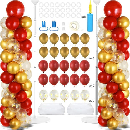 2 Sets Red Gold Balloon Column Stand Kit by ZOIIWA