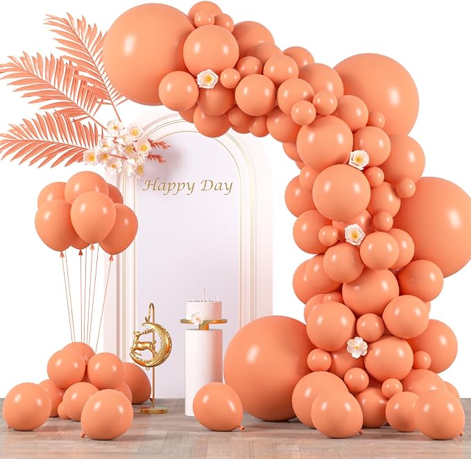 Voircoloria 130pcs Peach Balloons Garland Arch Kit, 18 12 10 5 Inch | by Voircoloria