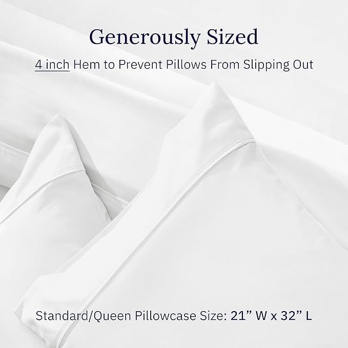 California Design Den Standard Queen Size Pillowcase Set - 400 Thread Count, 100% Cotton Sateen, Set of 2 Pillow Covers, Soft and Breathable - Antique White