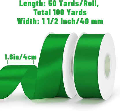KINGLAKE Emerald Green Satin Ribbon - Image 2