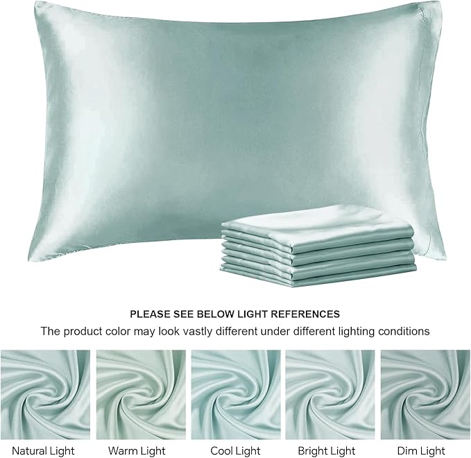BEDELITE Satin Pillowcase for Hair and Skin, Super Soft Similar to Silk Pillow Cases 4 Pack with Envelope Closure, Cooling Pillowcases for Women Men (20"x30" Queen Size, Haze Blue)